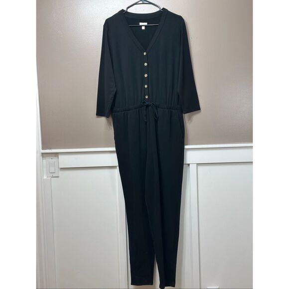 NWOT Garnett HIll Traverse Knit Front Button Jumpsuit One Piece Romper Women's M - Picture 2 of 12